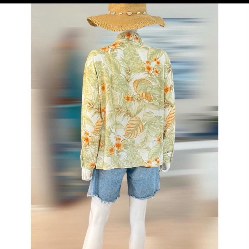POLAGRAM tropical print button up blouse S M L - Picture 6 of 6